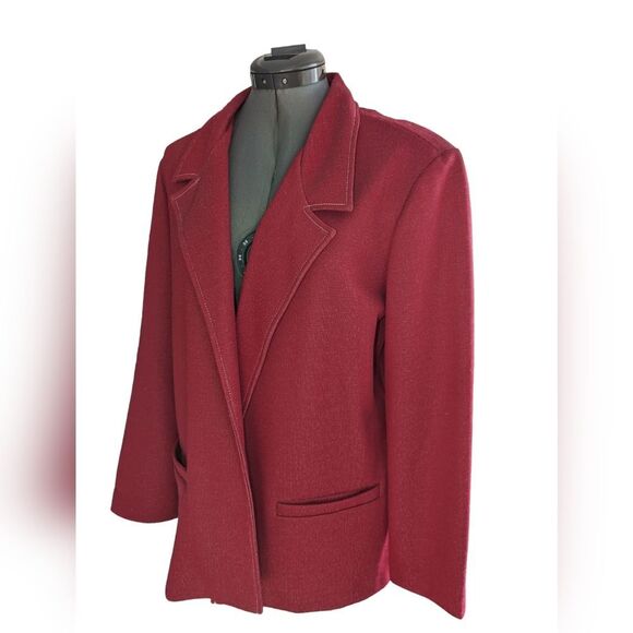 Vintage KoKo Knits of California red jacket with white stitching - Picture 4 of 6